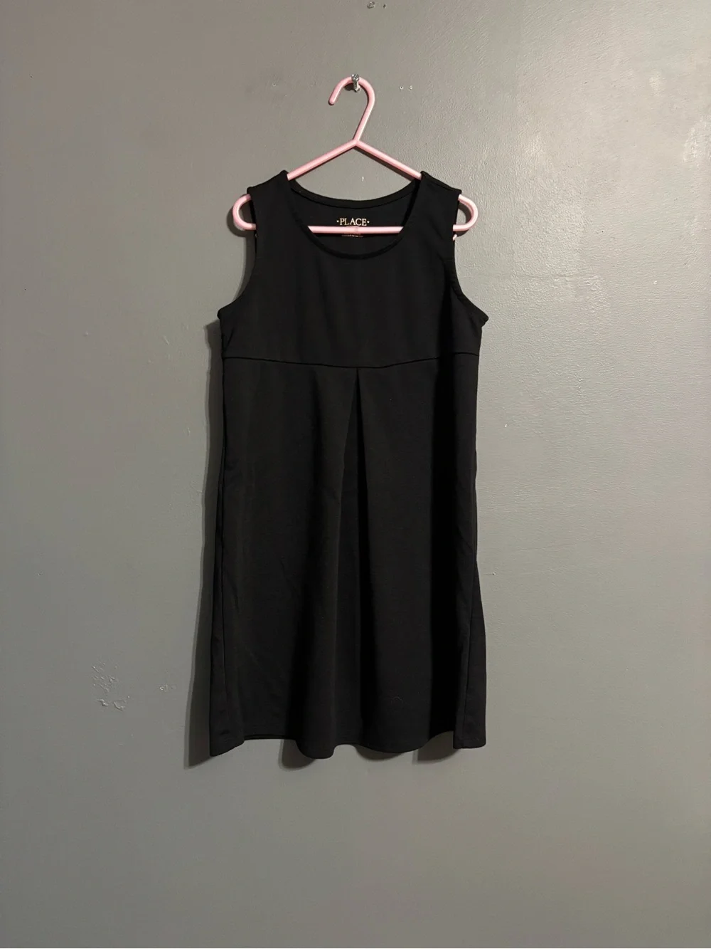 The Children's Place Black Solid Round Neck Sleeveless A-Line Dress Girls 7/8